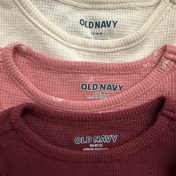 Old Navy Baby Waffle Knit Bodysuits - Burgundy, Off White and Dusty Pink - Picture 3 of 3